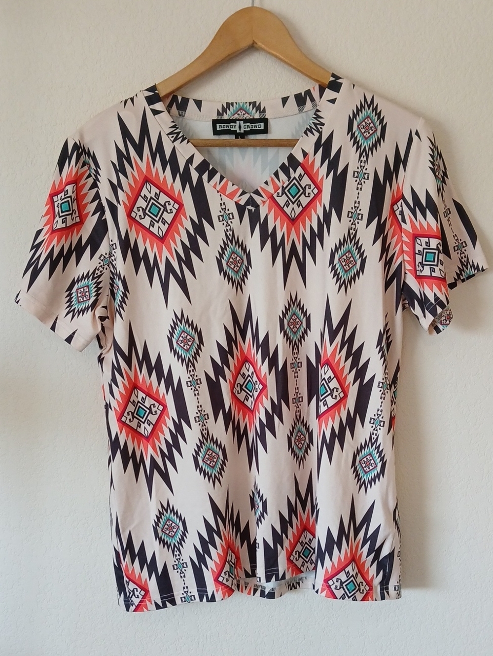 Rowdy Crowd Aztec Southwest Print Short Sleeve Shirt
